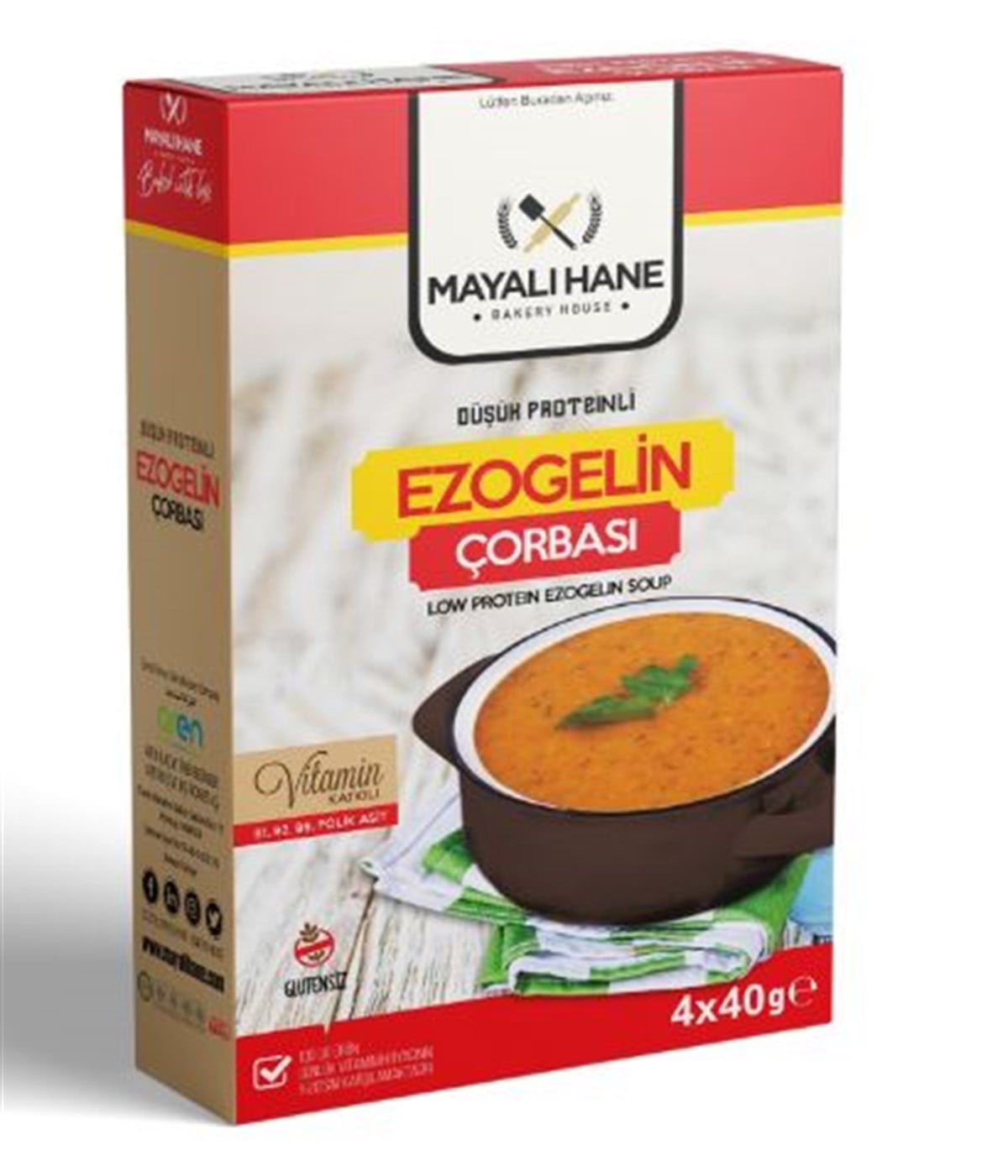 MayalıHane Düşük Proteinli Ezogelin Çorbası 4×40 grDüşük Proteinli Ürünler