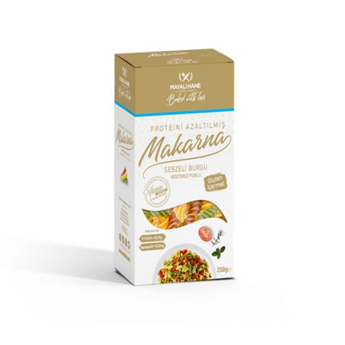 Mayalıhane Düşük Proteinli Glutensiz  Sebzeli Burgu Makarna 250 gr