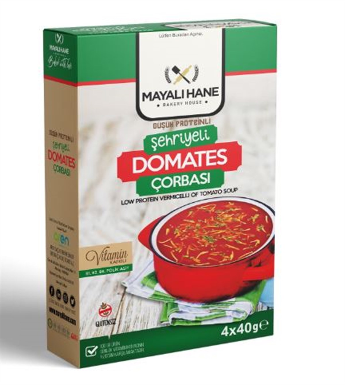 MayalıHane Düşük Proteinli Şehriyeli Domates Çorbası 4×40 grDüşük Proteinli Ürünler