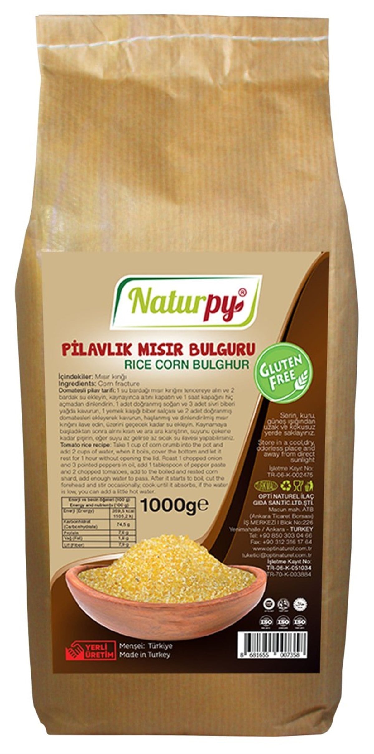 Naturpy Glutensiz Pilavlık Mısır Bulguru 1000 GrGlutensiz Ürünler