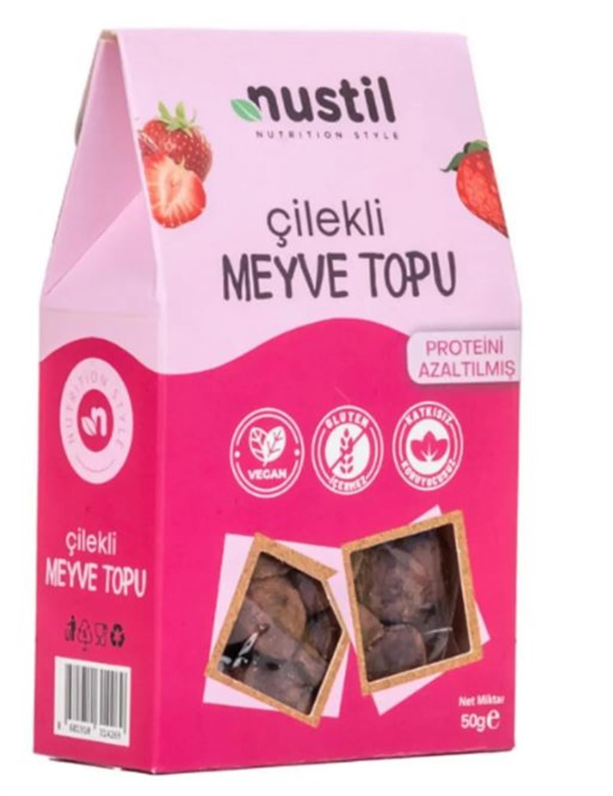 Nustil  Düşük Proteinli Glutensiz Çilekli Meyve Topu 50 grDüşük Proteinli Ürünler