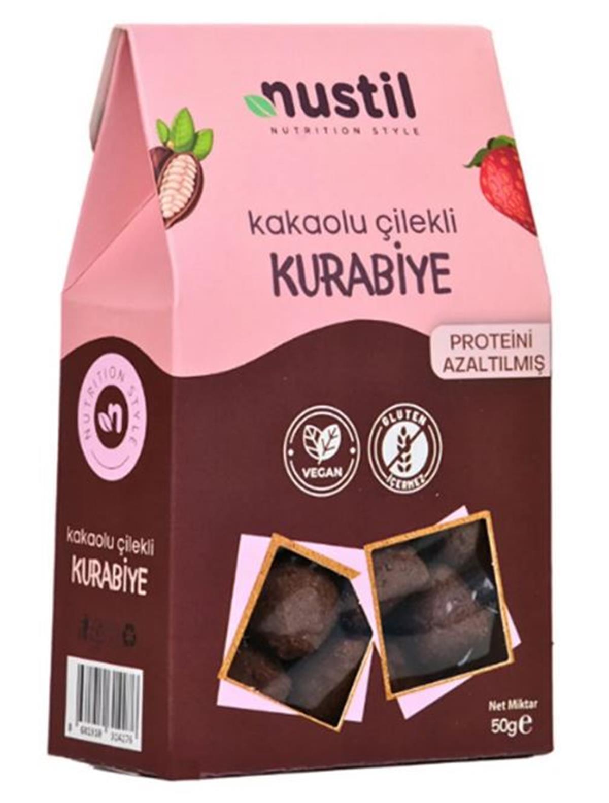 Nustil Düşük Proteinli Glutensiz Kakaolu Çilekli Kurabiye 50gDüşük Proteinli Ürünler