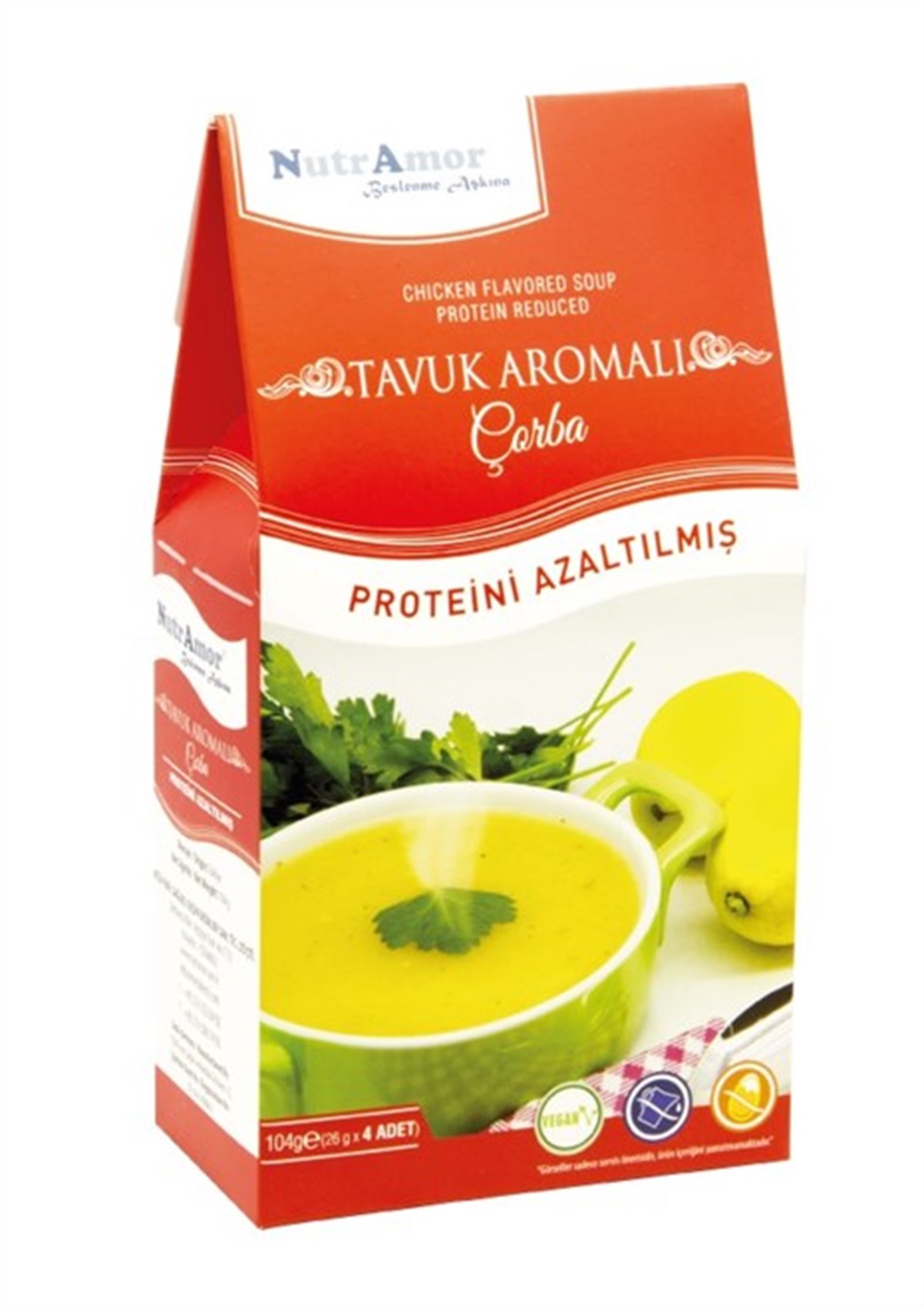 NutrAmor Düşük Proteinli ve Glutensiz Tavuk Aromalı Çorba 104 gr