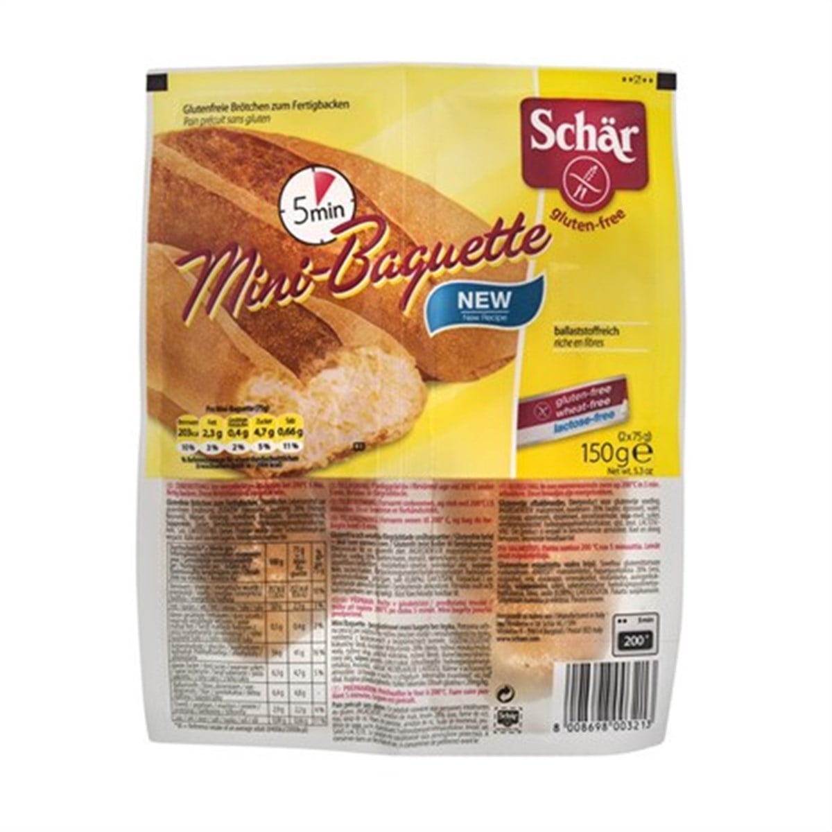 Schar Mini Baget Kısmi Pişirilmiş Ekmek 2x75 gr