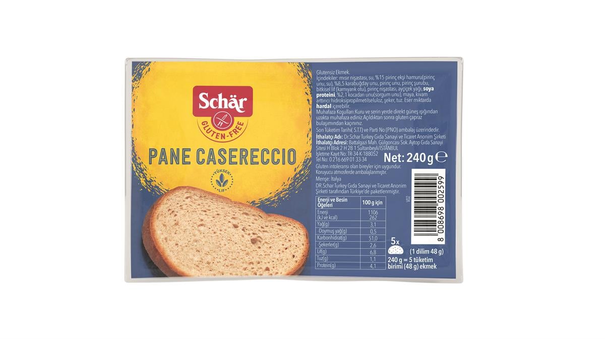 Schar Pane Casereccio Ev Ekmeği 240 grGlutensiz Ürünler