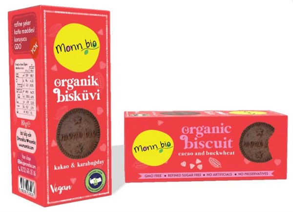 MONN BIO ORGANİK Kakolu Karabuğdaylı Bisküvi 80 grOrganik Ürünler