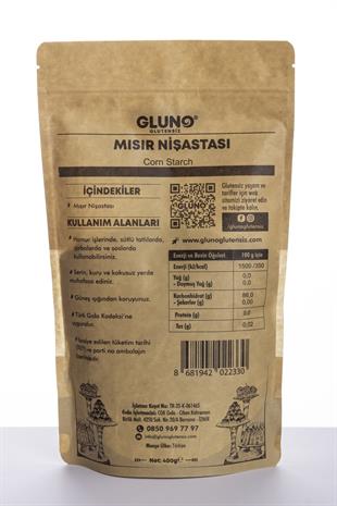 Gluno Glutensiz Mısır Nişastası 400gGlutensiz Ürünler