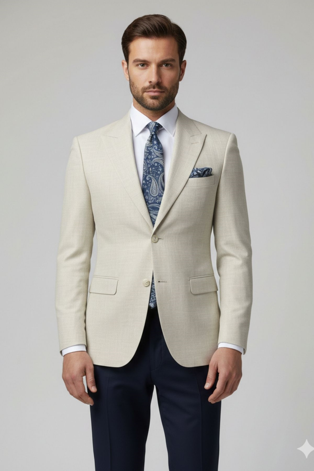 Bej Slim Fit Blazer Tek Ceket HT1021