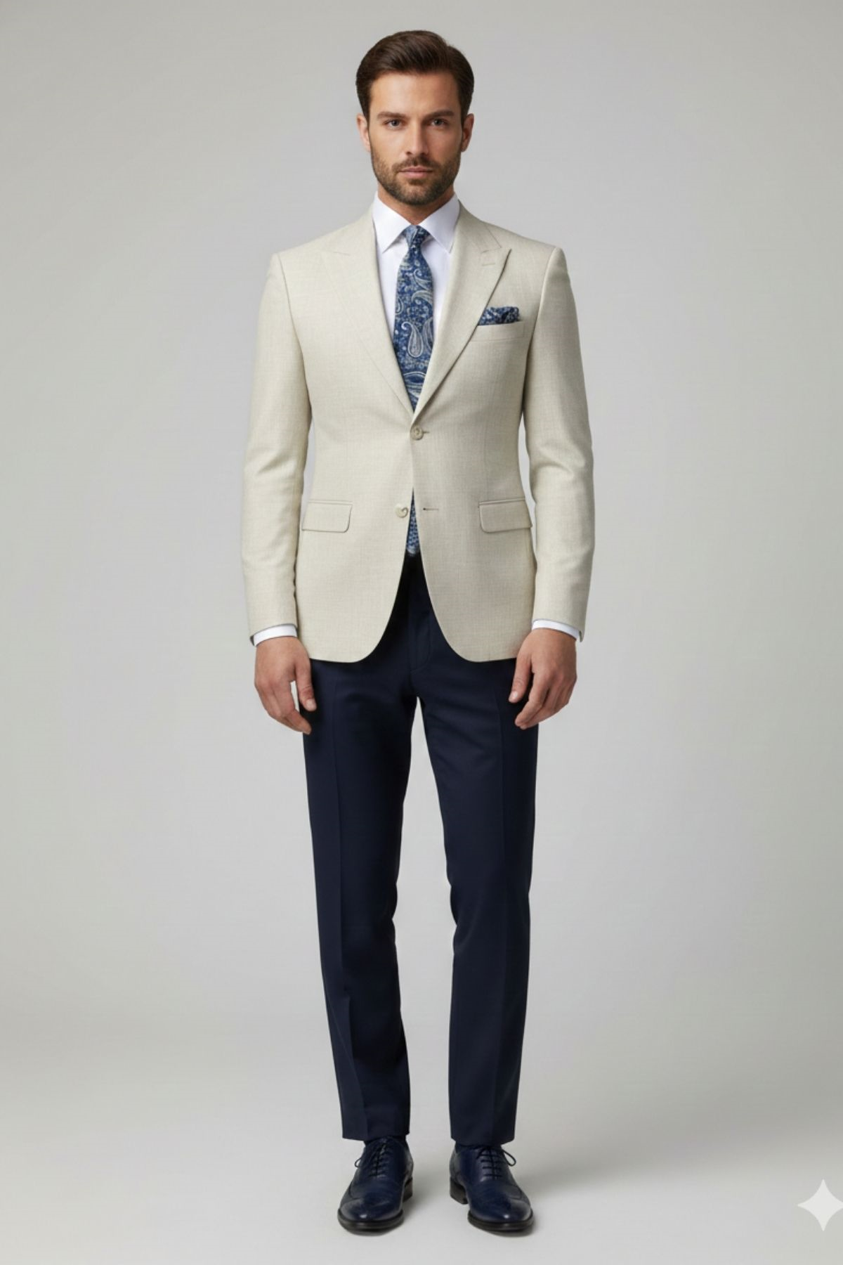 Bej Slim Fit Blazer Tek Ceket HT1021