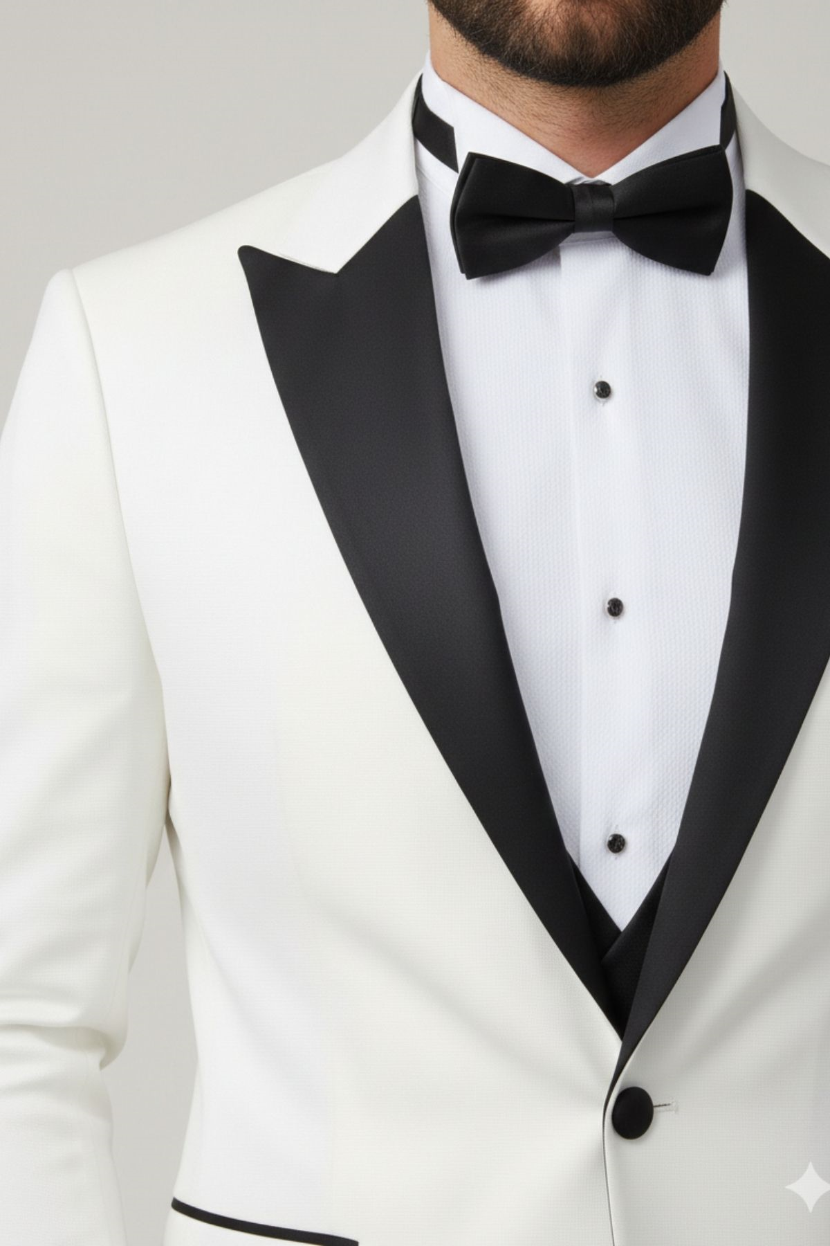 Beyaz Slim Fit Kırlangıç Yaka Damatlık HT1025