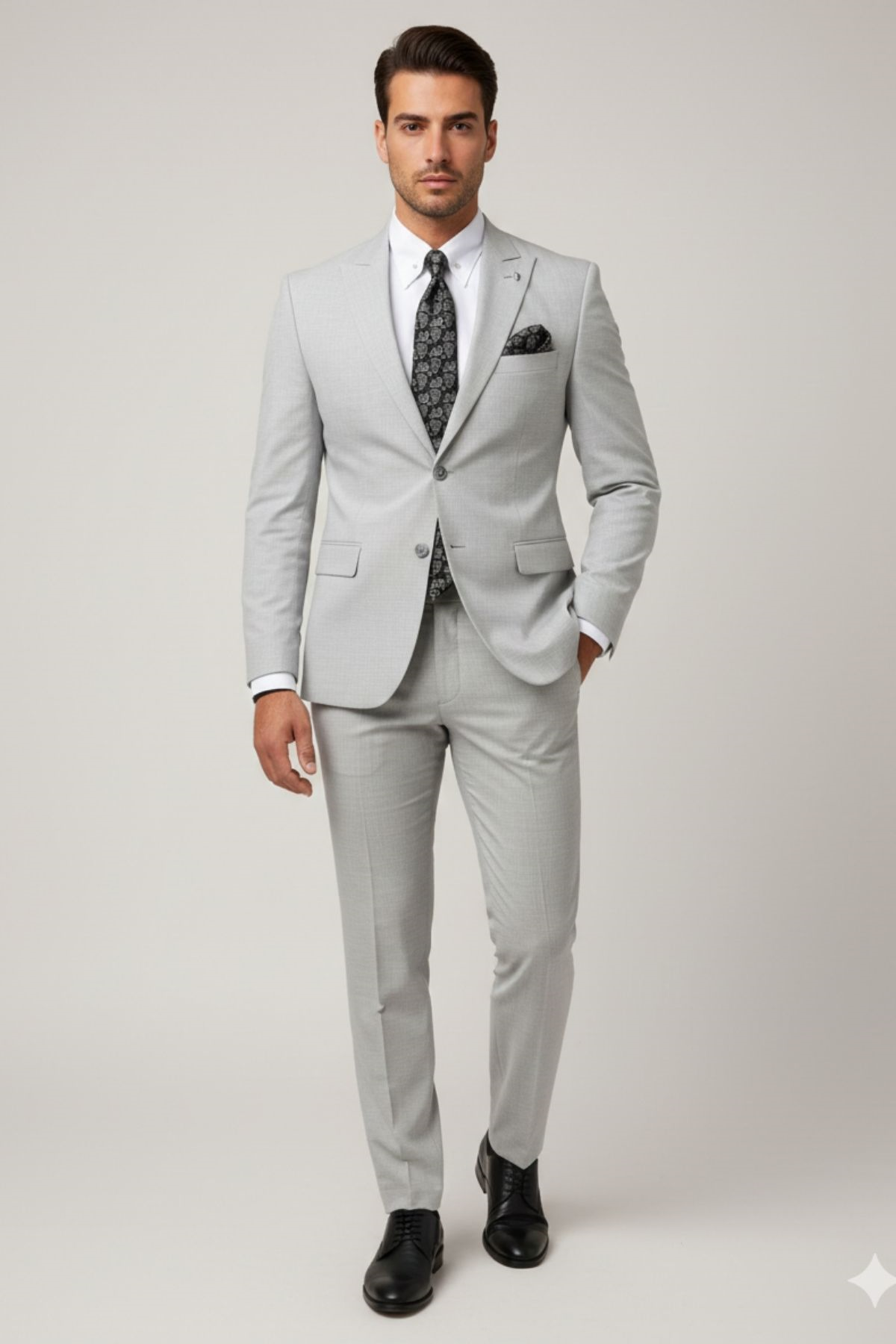 Gri Slim Fit Yelekli Takım Elbise HT1004