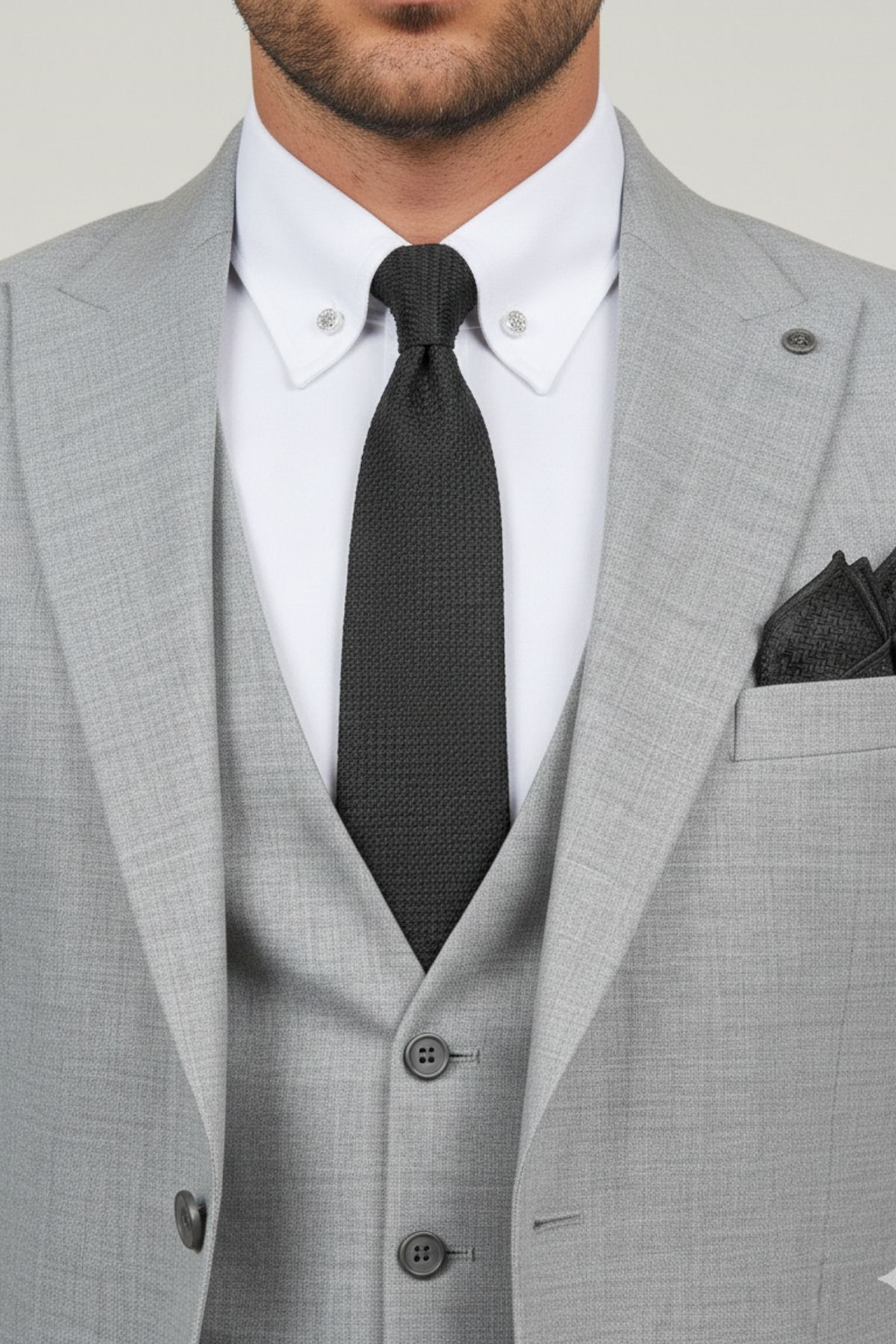 Gri Slim Fit Pantolon Yelek Ceket Takım Elbise HT1017