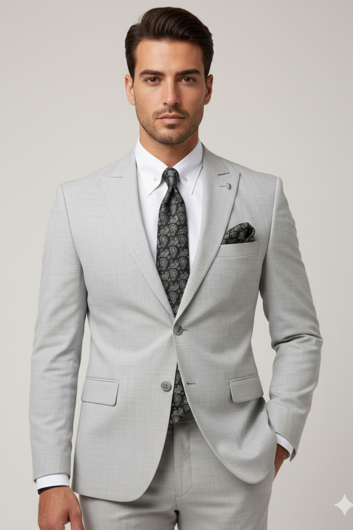Gri Slim Fit Yelekli Takım Elbise HT1004