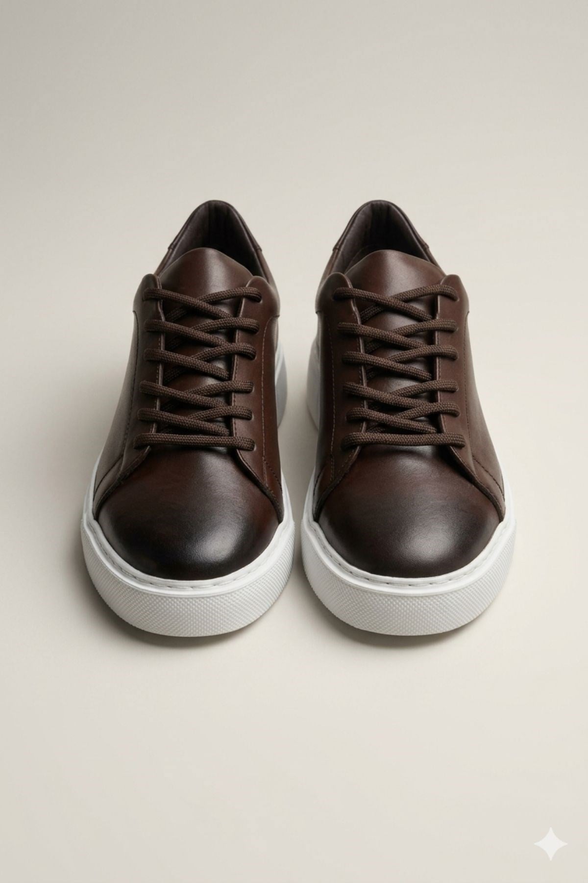 Kahverengi Beyaz Tabanlı Deri Bağcıklı Erkek Sneaker HT2137-KHV-BYZ
