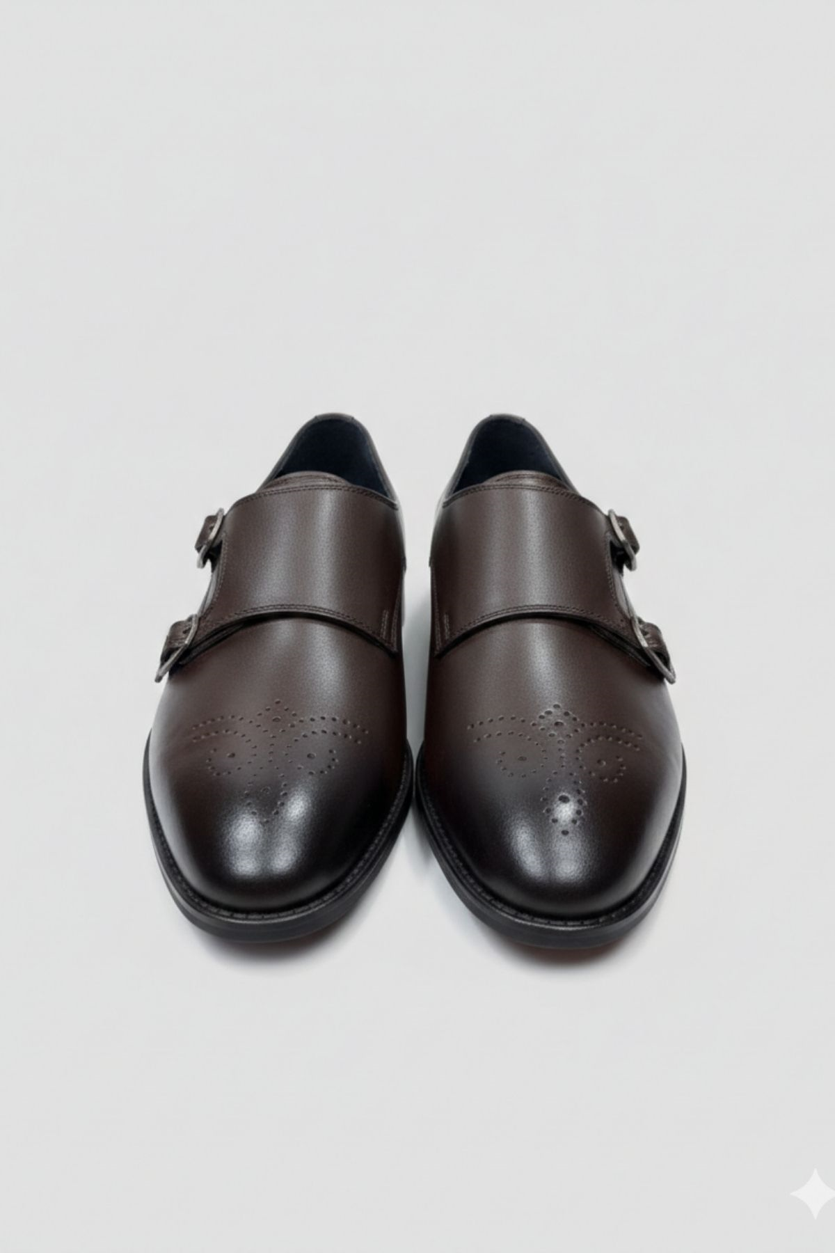 Kahverengi Deri Çift Tokalı Erkek Ayakkabı (Monk Strap) HT2019