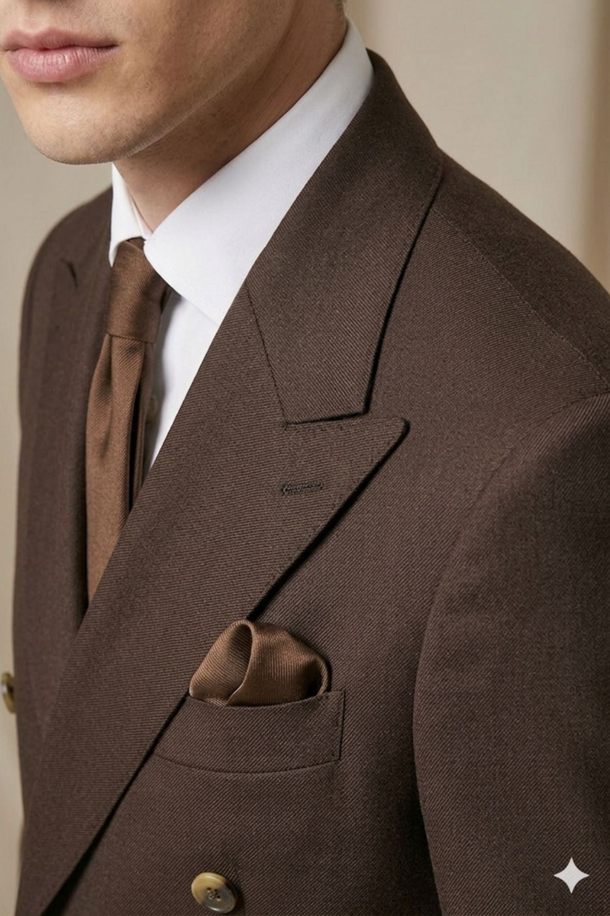 Kahverengi Slim Fit Kruvaze Yaka Pantolon Ceket Takım Elbise HT1027