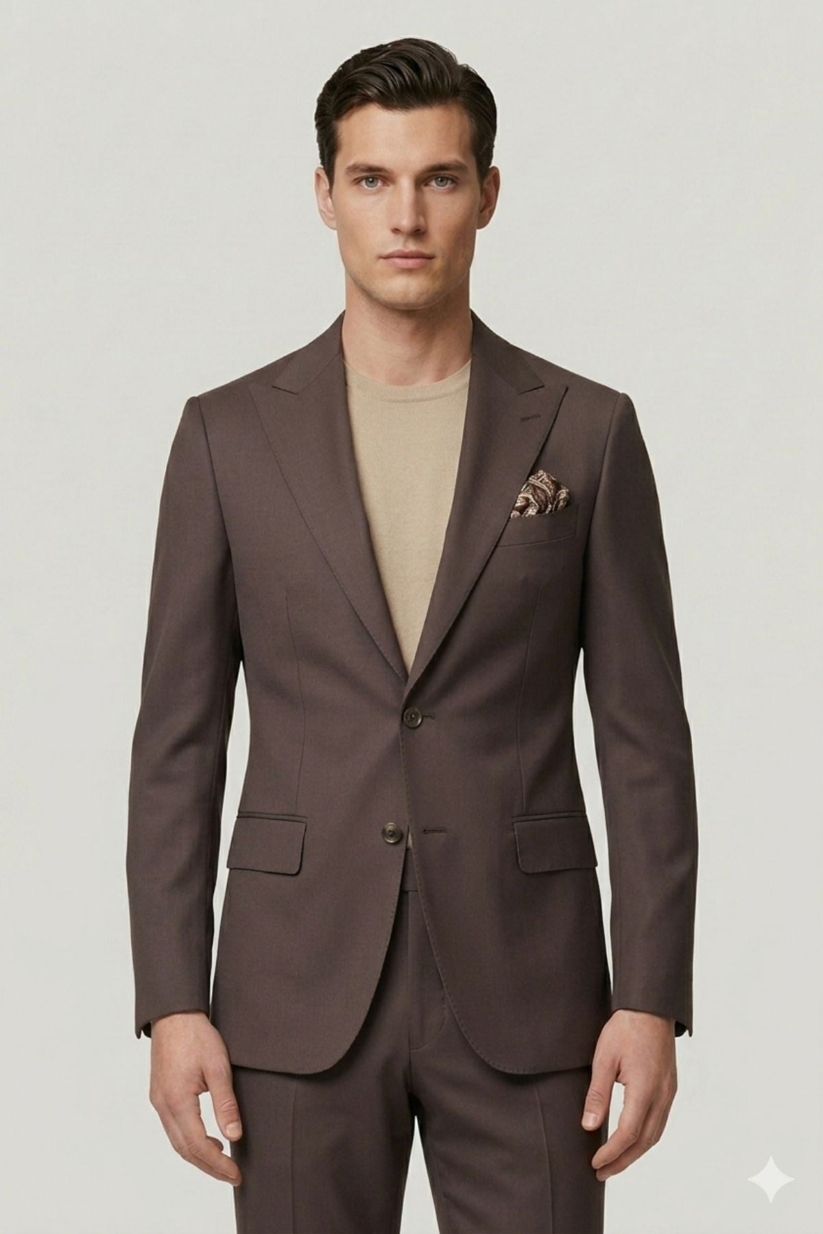 Kahverengi Slim Fit Pantolon Yelek Ceket Takım Elbise HT7265