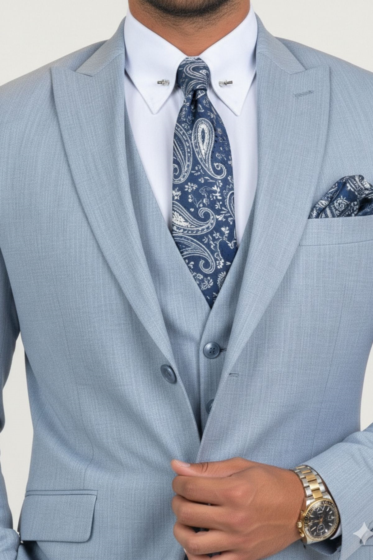 Koyu Mavi Slim Fit Yelekli Takım Elbise HT1005
