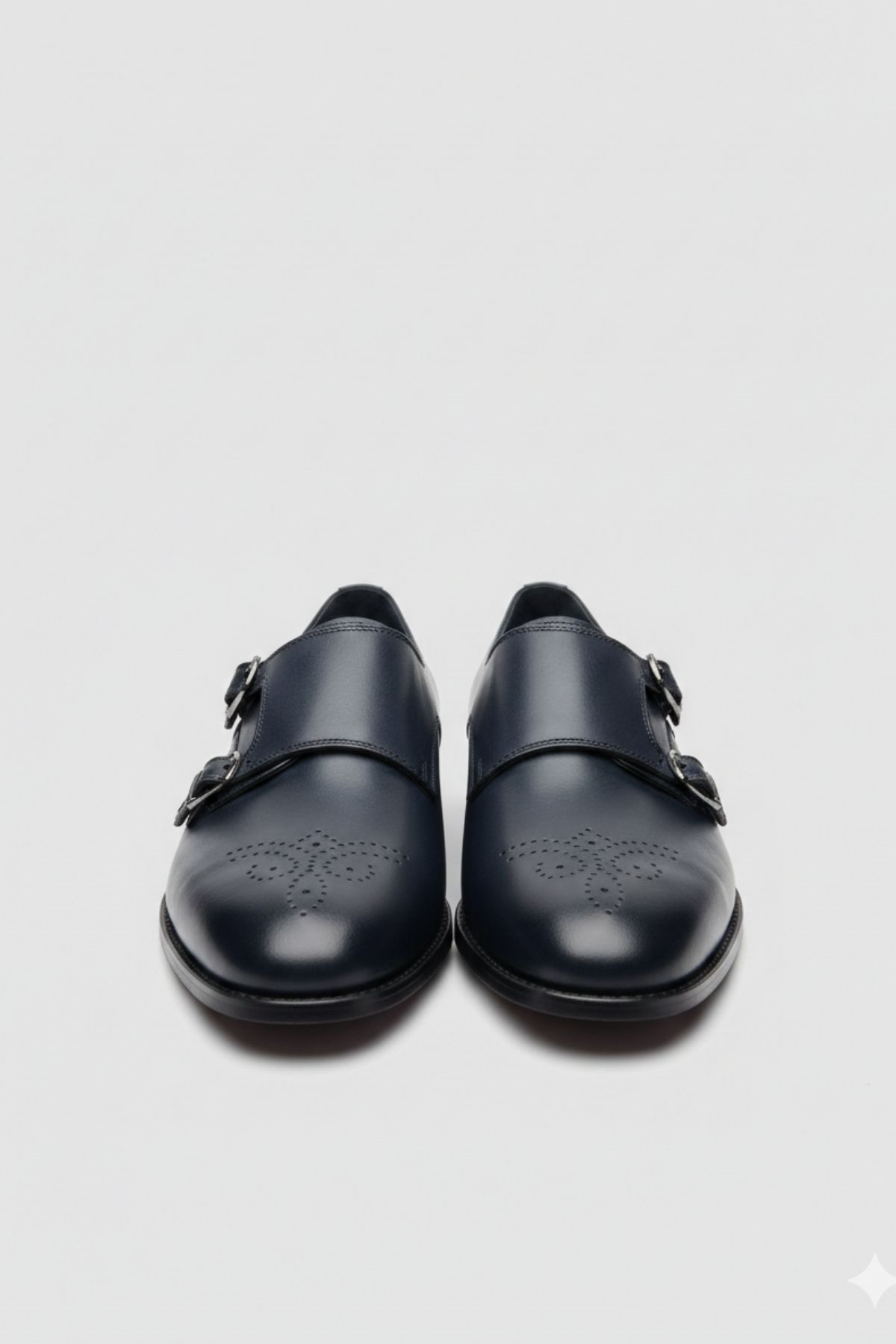 Lacivert Deri Çift Tokalı Erkek Ayakkabı (Monk Strap) HT2019