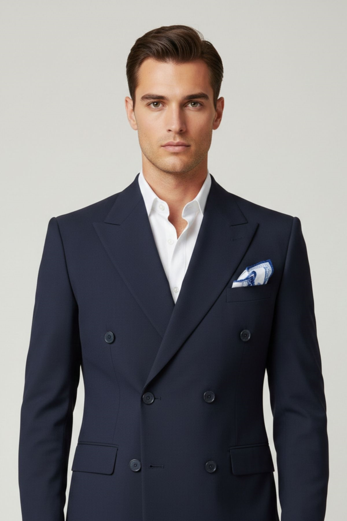 Lacivert Slim Fit Kruvaze Yaka Erkek Ceket HT1022