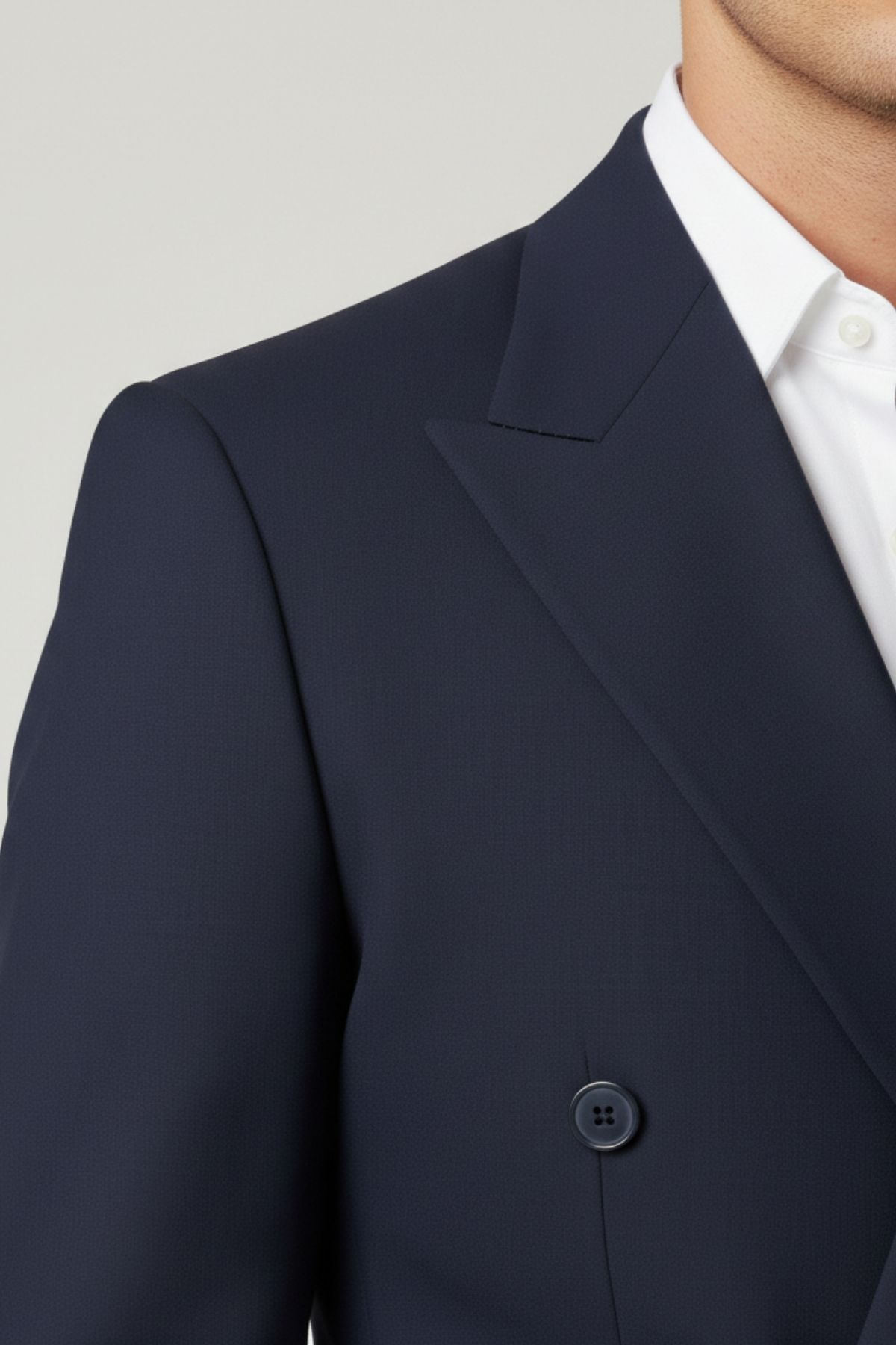 Lacivert Slim Fit Kruvaze Yaka Erkek Ceket HT1022