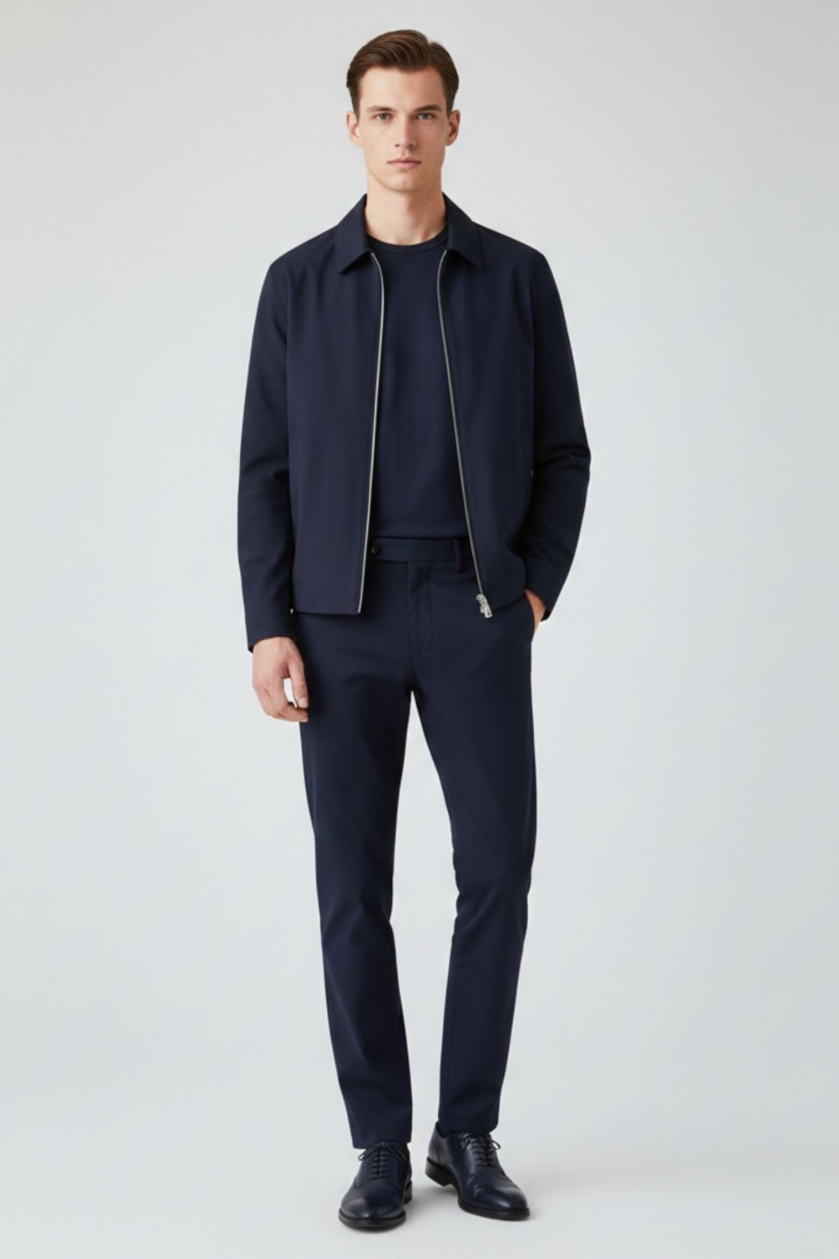 Lacivert Slim Fit Fermuarlı Erkek Ceket HT3505