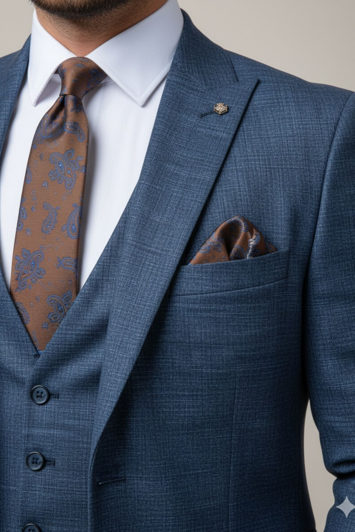 Lacivert Slim Fit Pantolon Yelek Ceket Takım Elbise HT1018