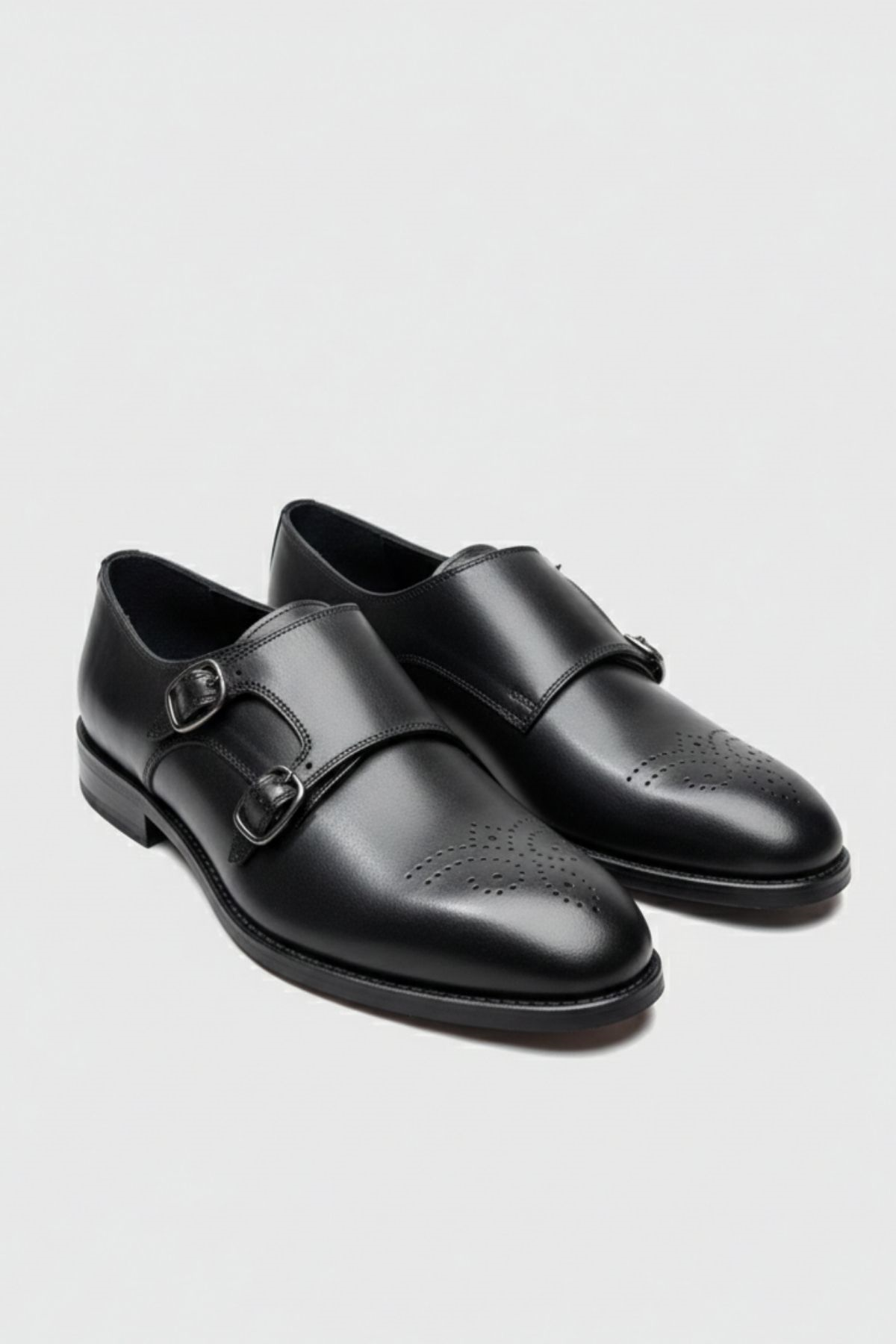 Siyah Deri Çift Tokalı Erkek Ayakkabı (Monk Strap) HT2019