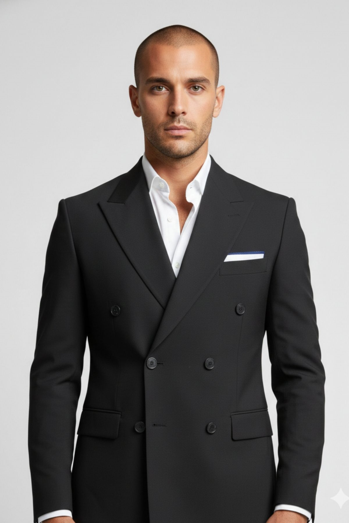 Siyah Slim Fit Kruvaze Yaka Erkek Ceket HT1022