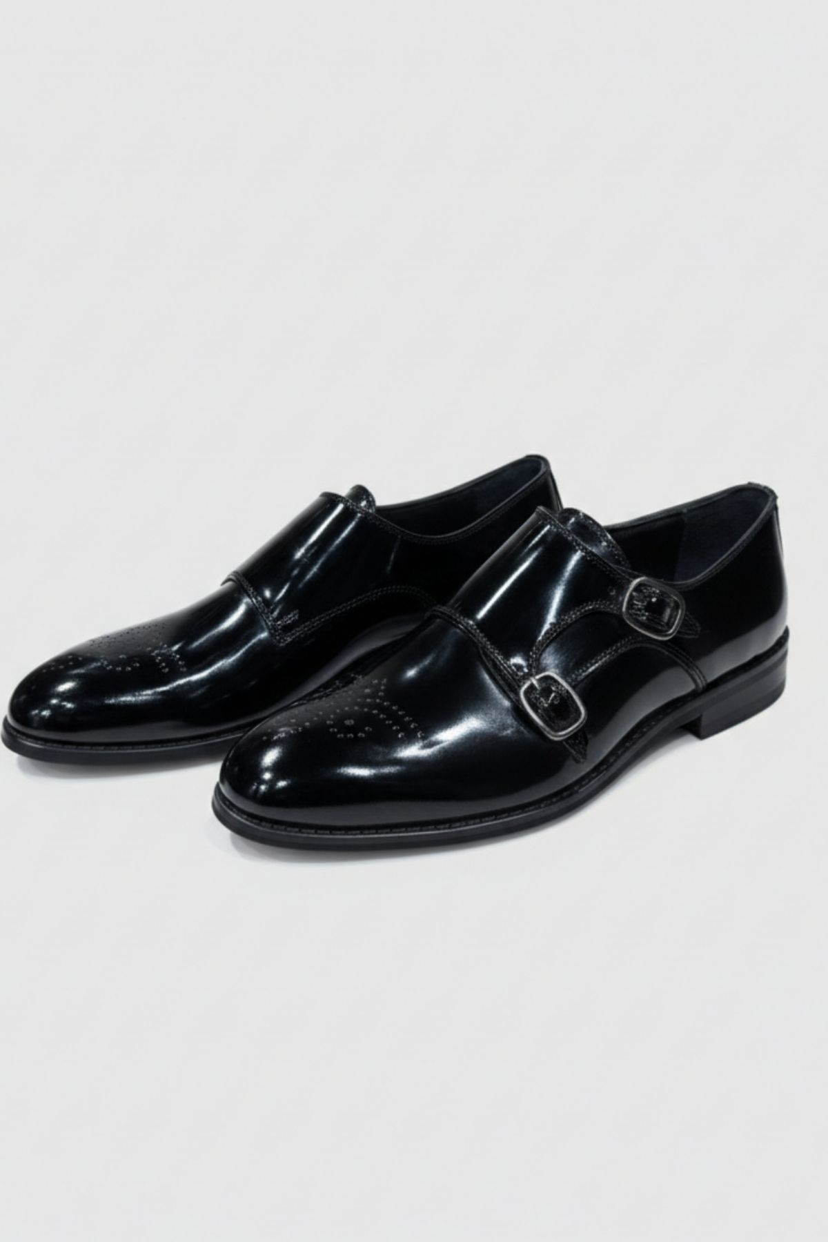 Siyah Rugan Çift Tokalı Erkek Ayakkabı (Monk Strap) HT2019