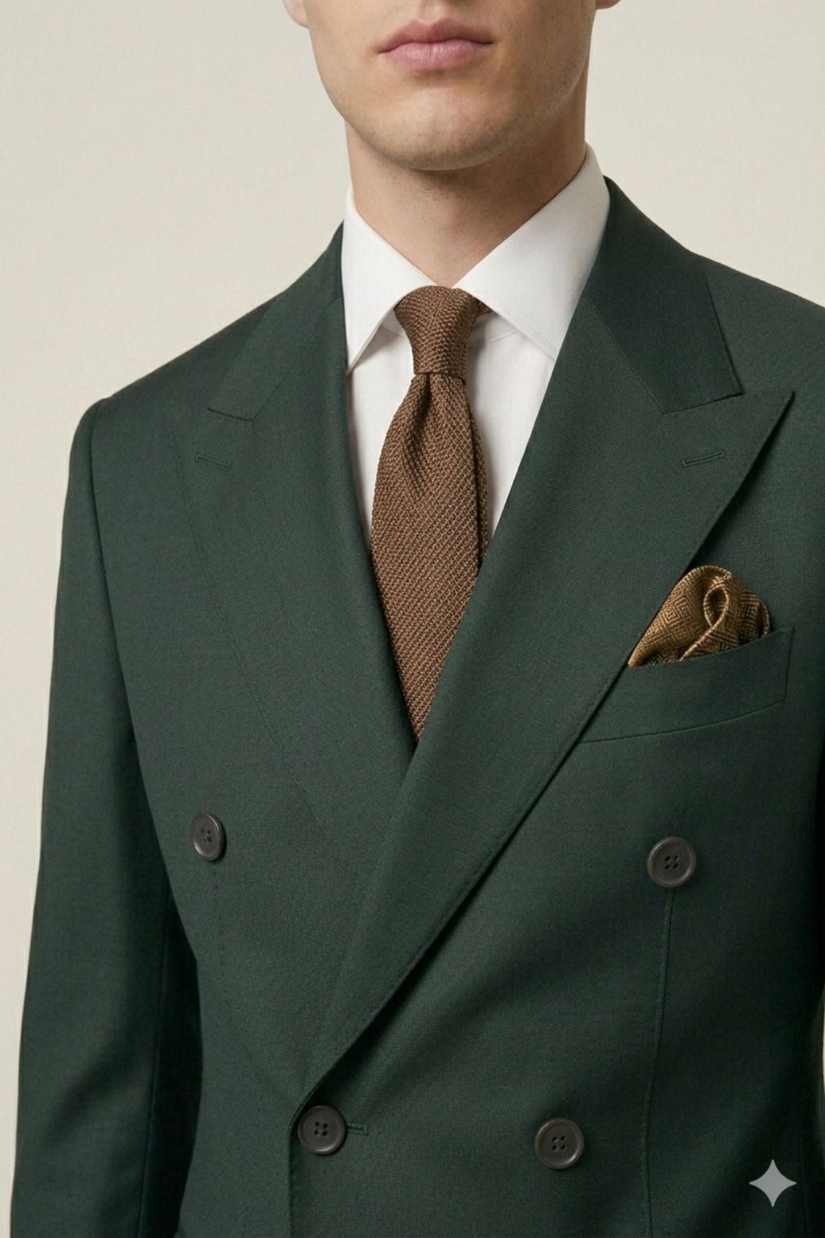 Slim Fit Kruvaze Yaka Pantolon Ceket Takım Elbise HT1028-HAKİ