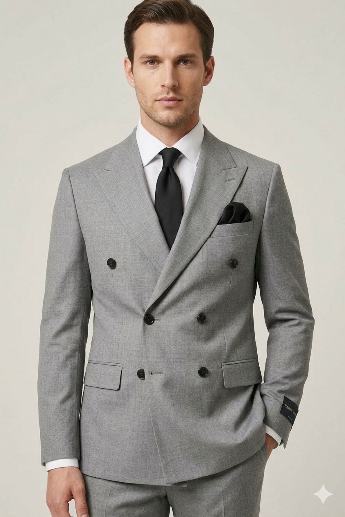 Koyu Gri Slim Fit Kruvaze Yaka Pantolon Ceket Takım Elbise HT1027