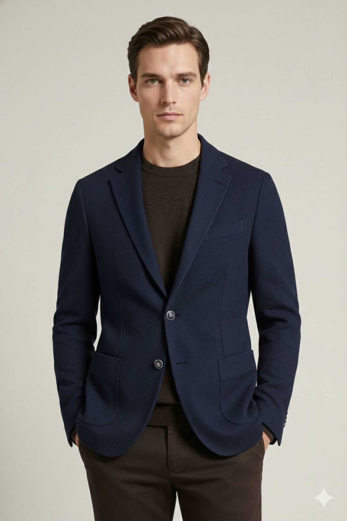 Slim Fit Mono Yaka Torba Cepli Metal Düğmeli Erkek Ceket HT41478