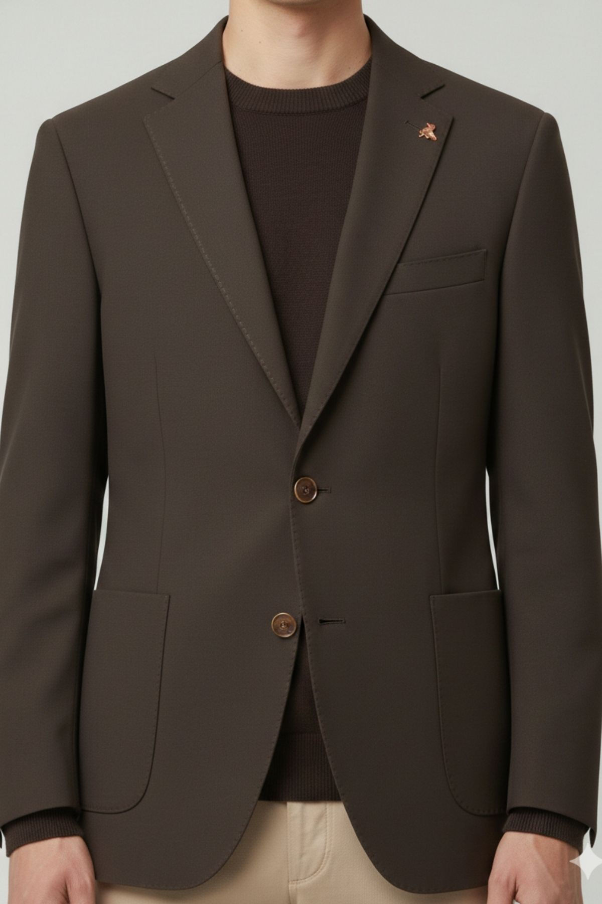Slim Fit Mono Yaka Torba Cepli Metal Düğmeli Erkek Ceket HT41478