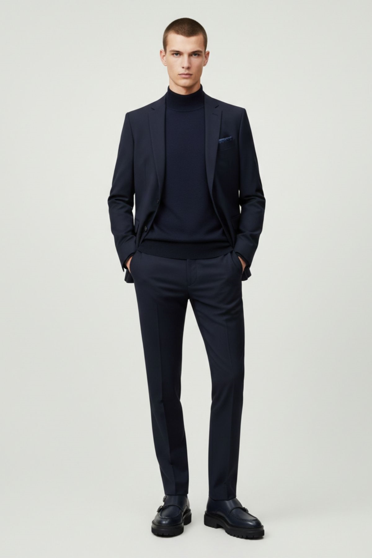 Slim Fit Pantolon Yelek Ceket Takım Elbise HT7265-Lacivert