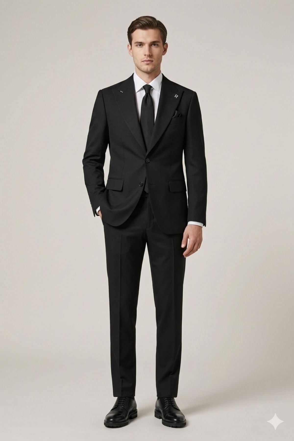 Slim Fit Pantolon Yelek Ceket Takım Elbise HT7265-Siyah