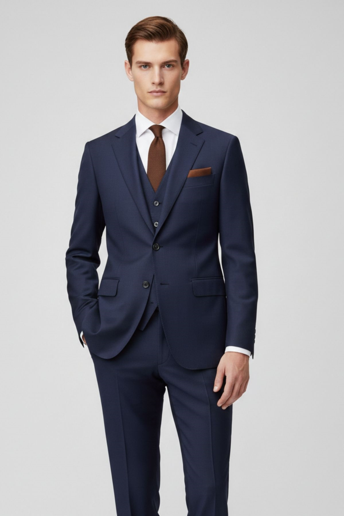 Slim Fit Pantolon Yelek Ceket Takım Elbise HT7265-Lacivert