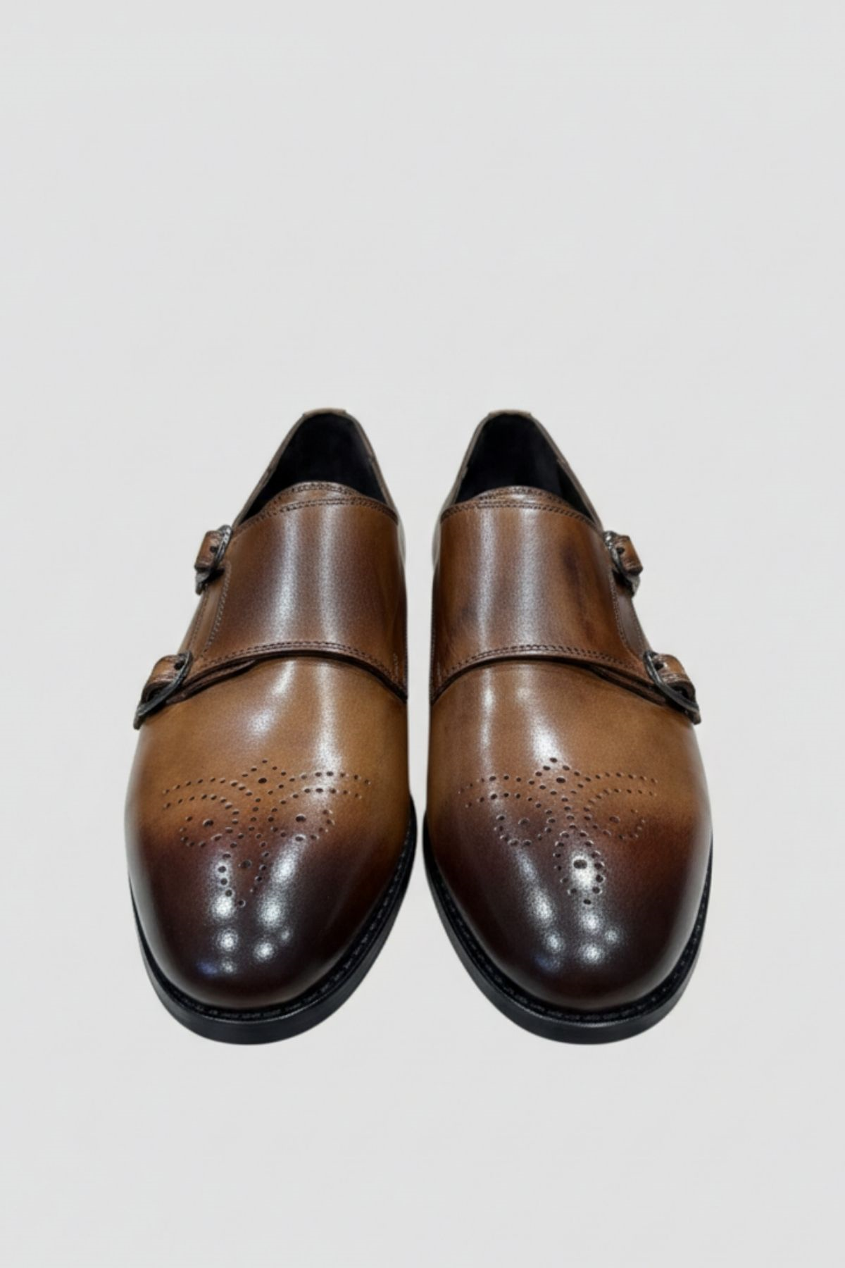 Taba Deri Çift Tokalı Erkek Ayakkabı (Monk Strap) HT2019
