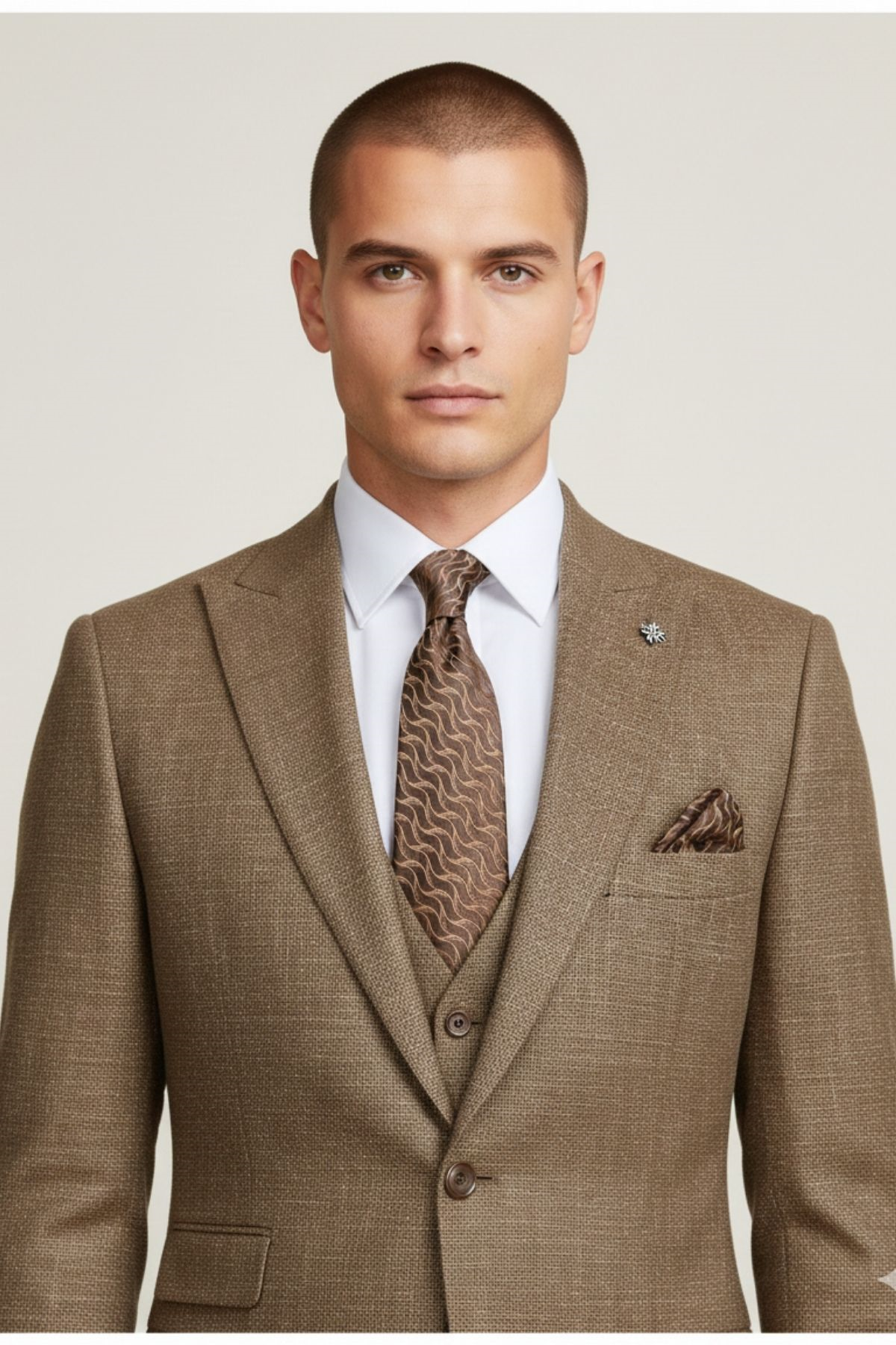 Kamel Slim Fit Pantolon Yelek Ceket Takım Elbise HT1018