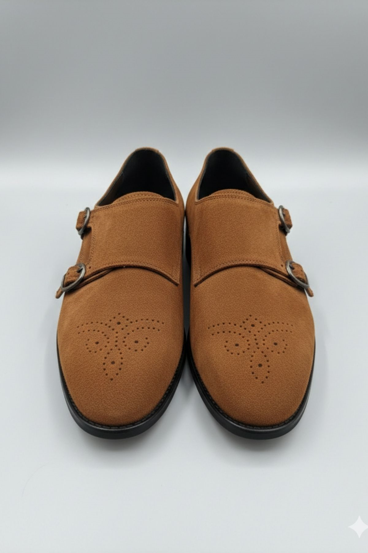 Taba Süet Çift Tokalı Erkek Ayakkabı (Monk Strap) HT2019