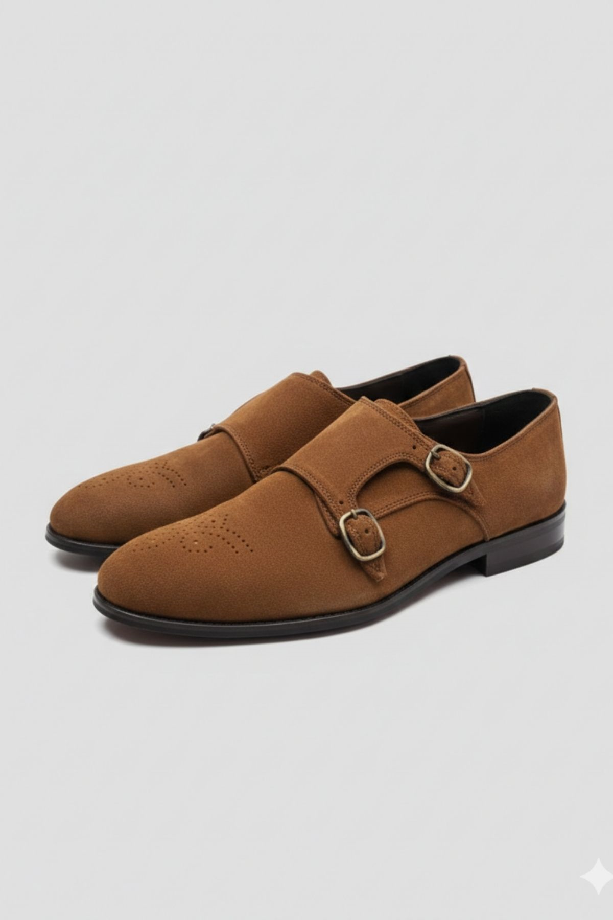 Taba Süet Çift Tokalı Erkek Ayakkabı (Monk Strap) HT2019