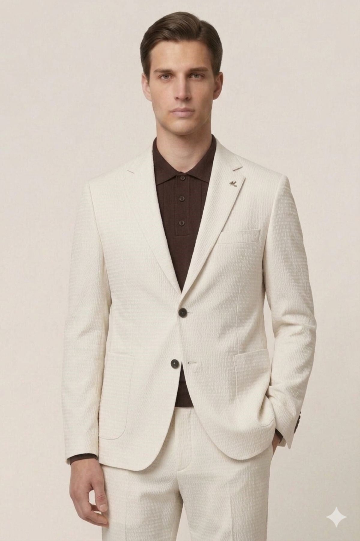 Taş Slim Fit Mono Yaka Dokulu Erkek Ceket
