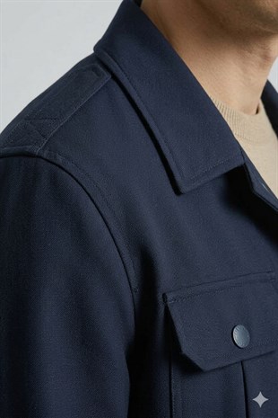Lacivert Slim Fit Gömlek Yaka Pantolon Ceket Takım