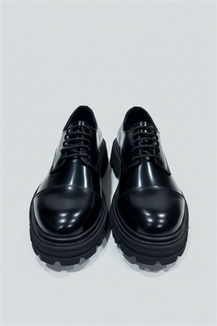 Siyah Açma Deri Bağlamalı EVA Taban Erkek Ayakkabı HT2110