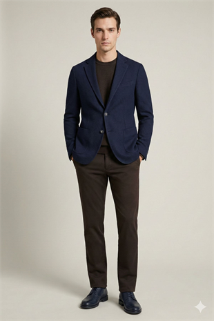 Slim Fit Mono Yaka Torba Cepli Metal Düğmeli Erkek Ceket HT41478