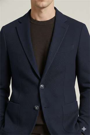 Slim Fit Mono Yaka Torba Cepli Metal Düğmeli Erkek Ceket HT41478