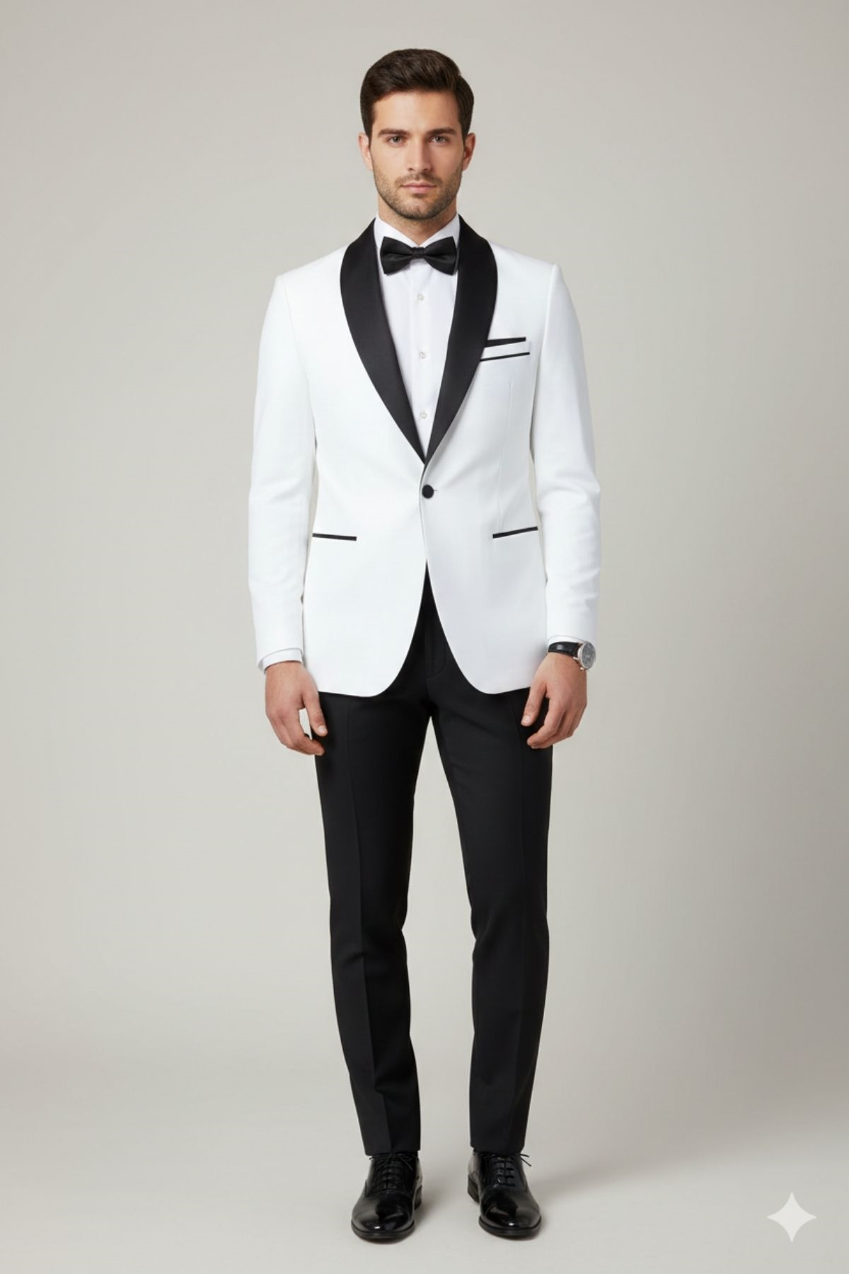 Beyaz Slim Fit Şal Yaka Smokin HT1024