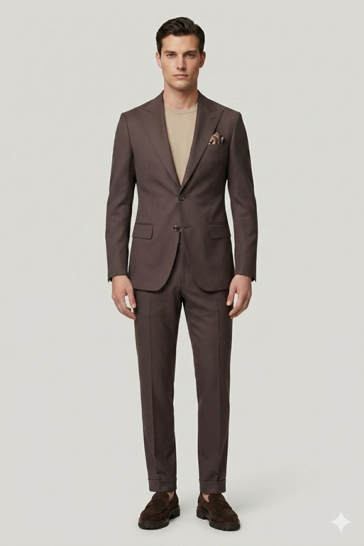 Kahverengi Slim Fit Pantolon Yelek Ceket Takım Elbise HT7265