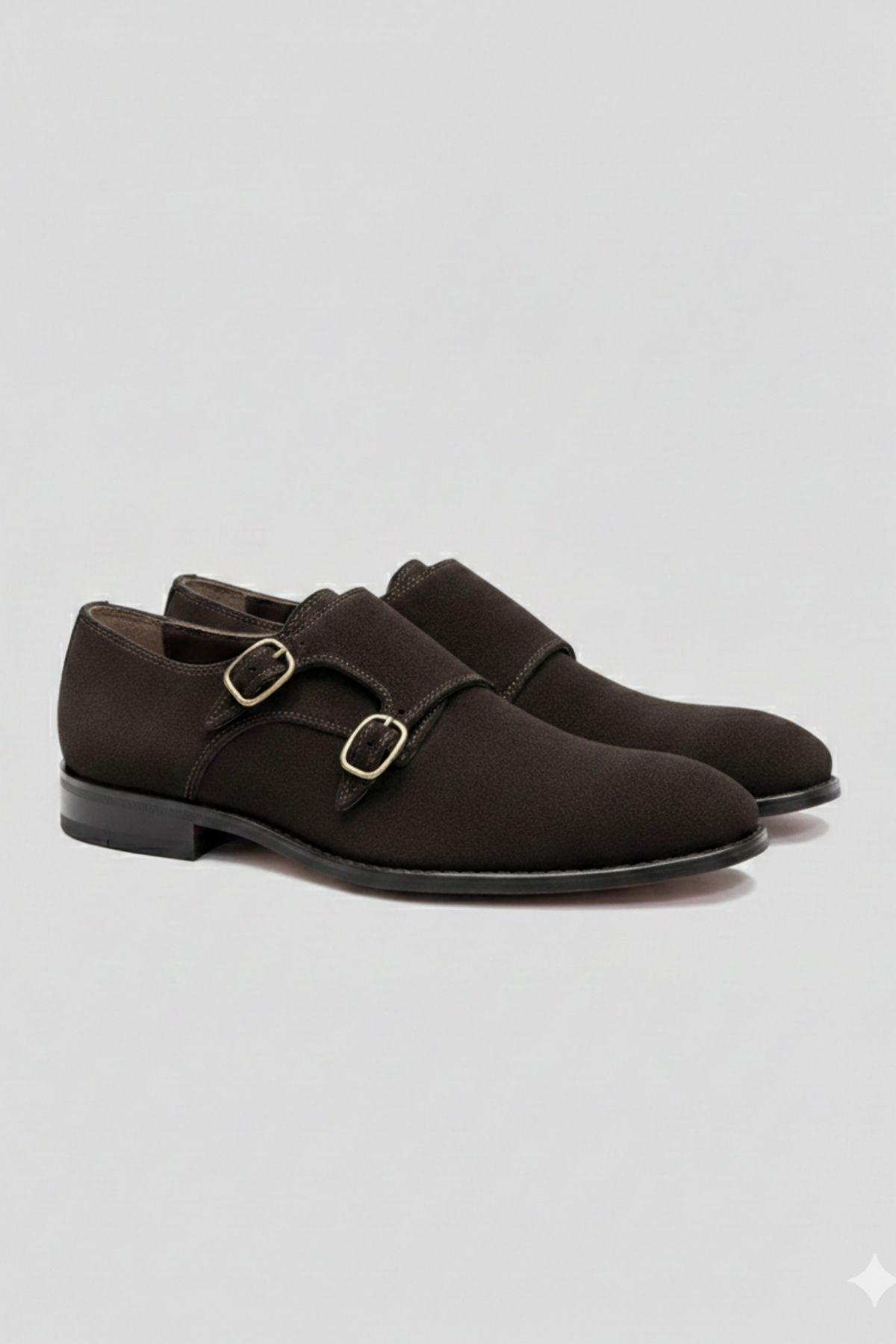 Kahverengi Süet Çift Tokalı Erkek Ayakkabı (Monk Strap) HT2019