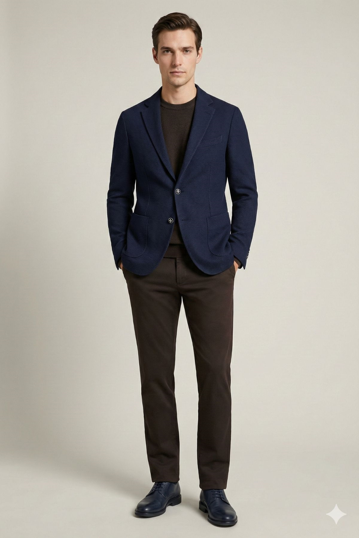 Slim Fit Mono Yaka Torba Cepli Metal Düğmeli Erkek Ceket HT41478